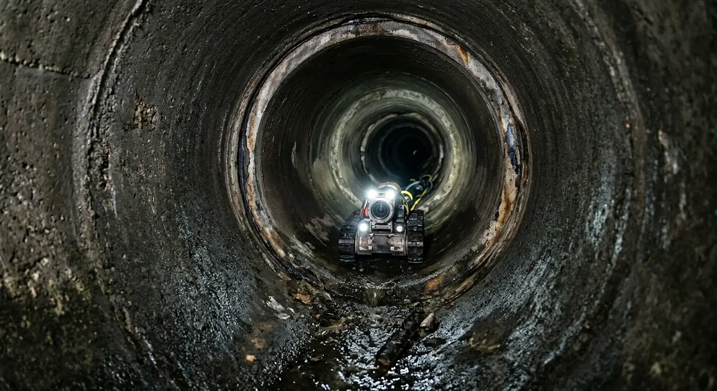 Robotic sewer camera inspecting pipe interior for Sewer Line Repair in Perry Hall